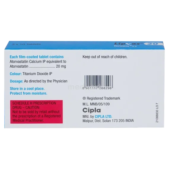 lipvas 20mg tablet 10's